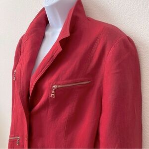 Chopin Roma, Zippered Pocket Linen Blazer